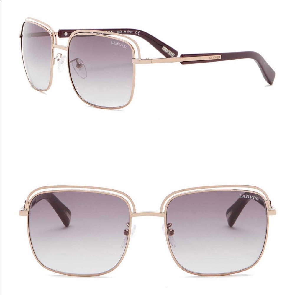 Lanvin Metal and Acetate Rectangle Sunglasses